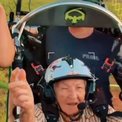 VEJA VÍDEO - Aos 95 anos, vovó Alice realiza sonho de voar e prova que aventura não tem idade