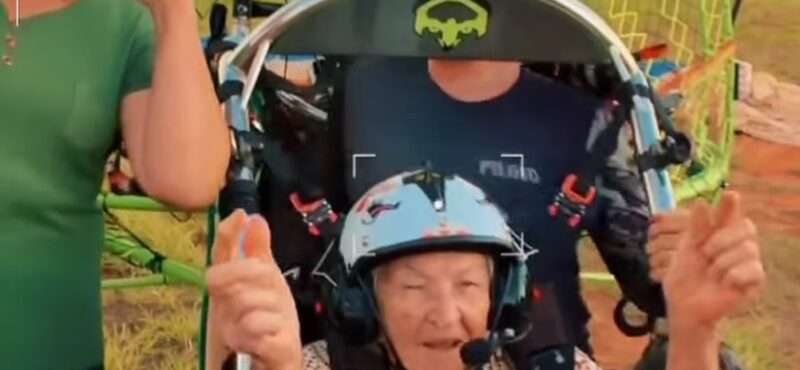 VEJA VÍDEO - Aos 95 anos, vovó Alice realiza sonho de voar e prova que aventura não tem idade