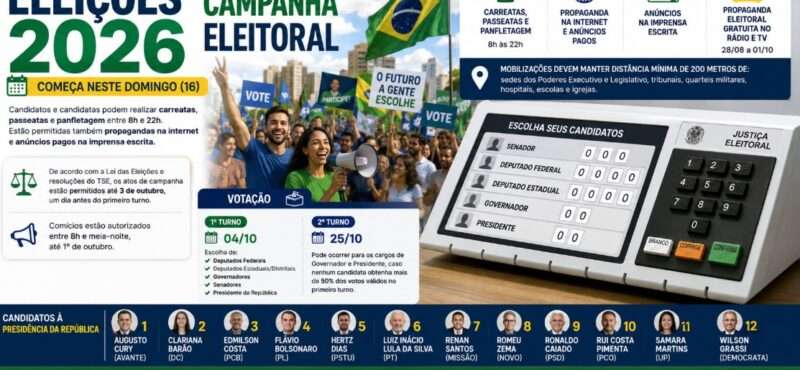 Campanha eleitoral nas ruas e propaganda virtual começam neste domingo